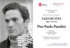 Ugo De Vita legge e racconta Pasolini in Palazzo Vecchio mercoledi 20 novembre