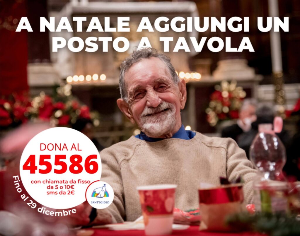 I pranzi di Natale di Sant’Egidio. C’è l’sms solidale e ‘Aggiungi un libro a tavola’