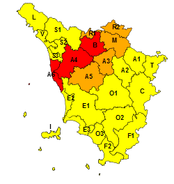 Maltempo in Toscana: allerta diventa arancione a Firenze e in Mugello. Resta rossa per Valdarno Inferiore, Arno Costa, Bisenzio e Ombrone Pistoiese