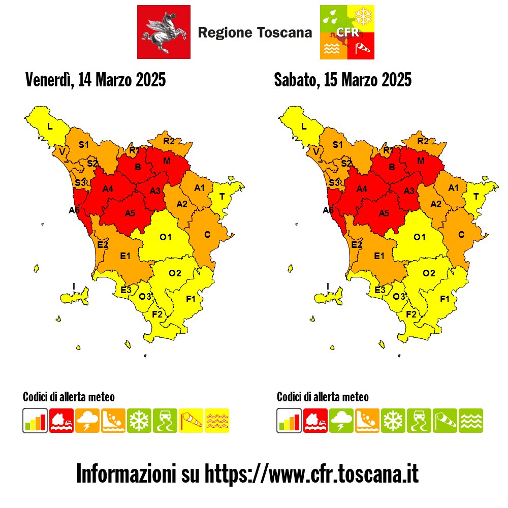 Maltempo: allerta rossa a Firenze, Prato e Pistoia. Protezione civile: “State in casa”